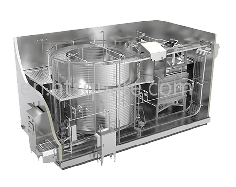 Congelador em espiral auto-empilhável